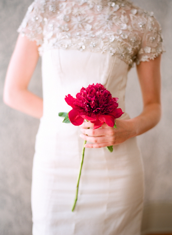 beautiful bride with flower wedding photo by Elizabeth Messina Photography